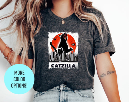 Catzilla T-shirt | Funny Cat Outfit | Cat Lover Shirt | Godzilla Parody Apparel | Kawaaii Cat Shirt | Bobacat Tee | Animal Lover T-shirt